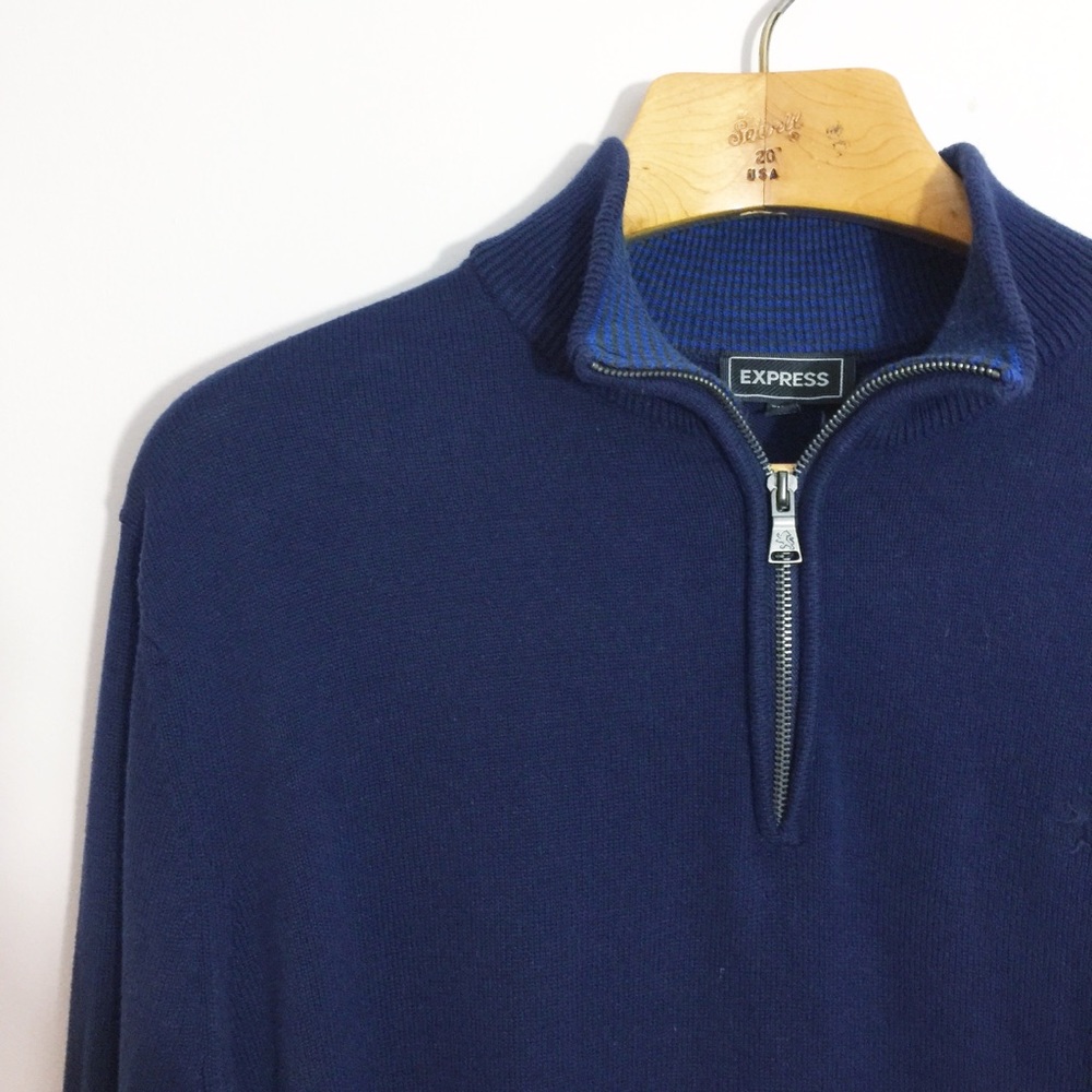 Express Blue Zip Neck Sweater